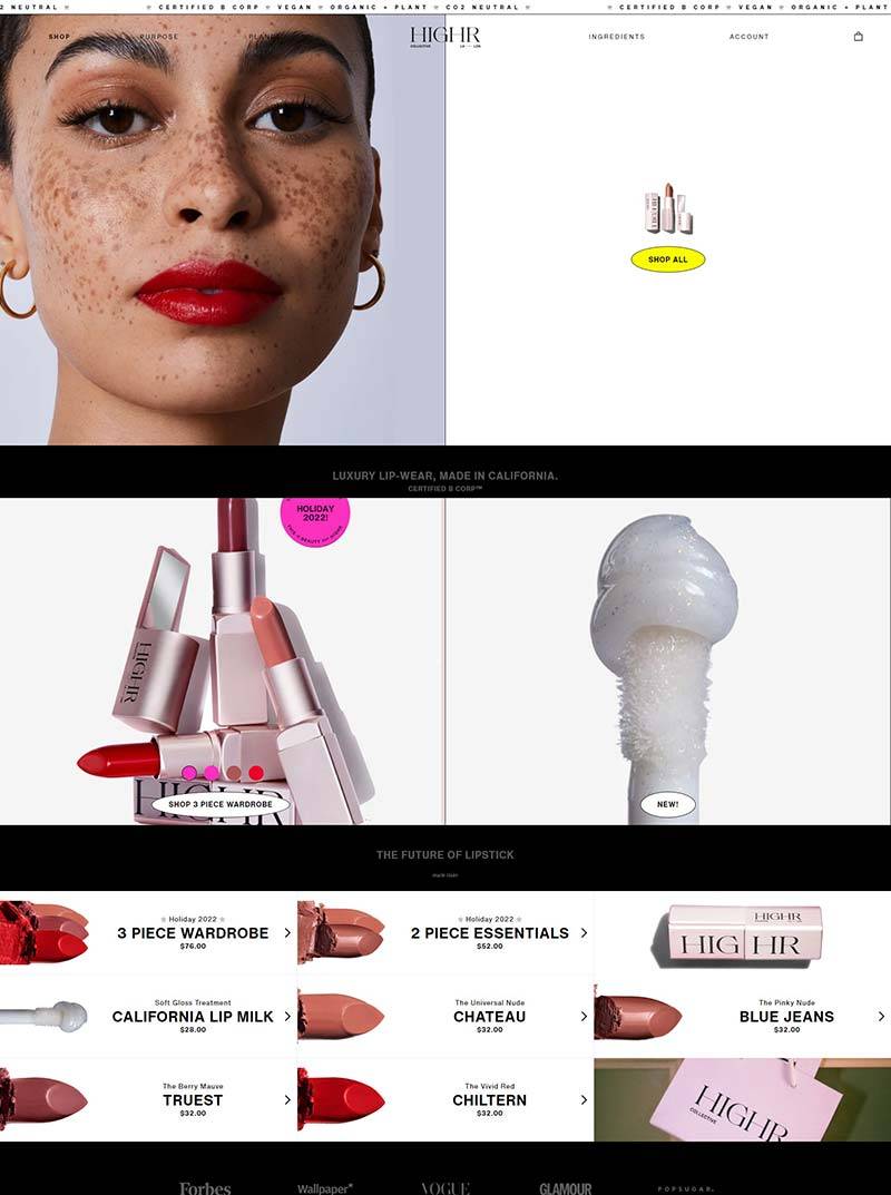HIGHR Collective 美国奢华唇膏品牌购物网站