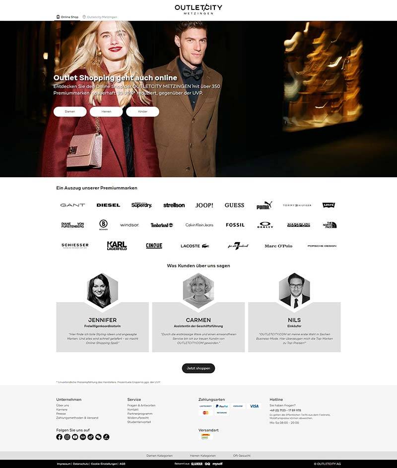 OUTLETCITY 德国奢华时装品牌购物网站