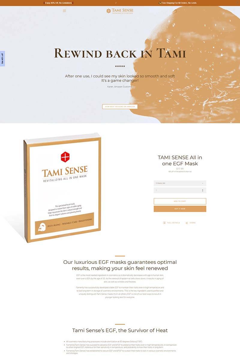 Tami Sense 美国天然护肤精华购物网站
