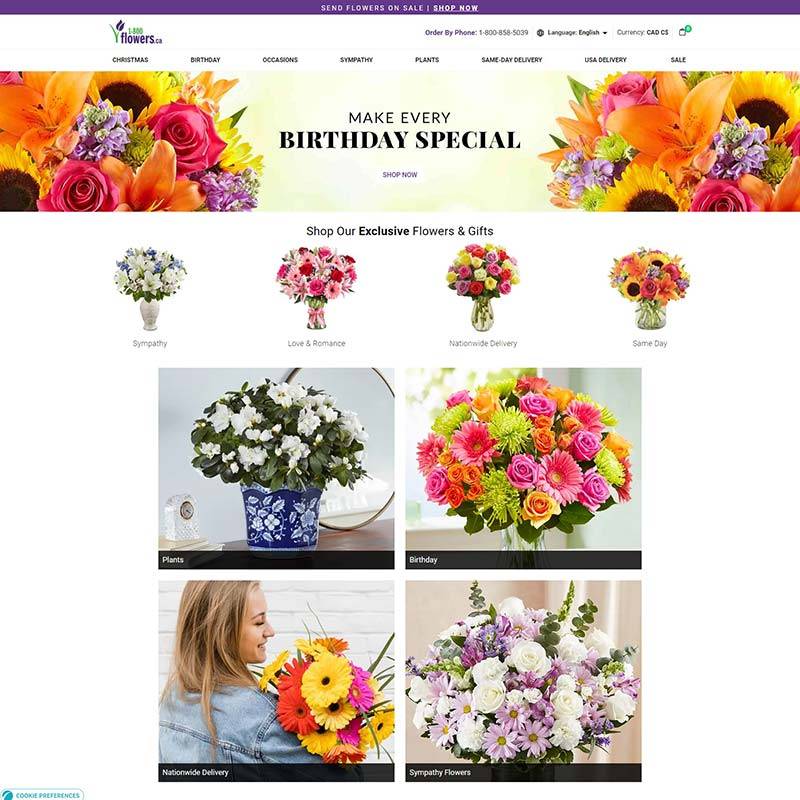 1800-Flowers 加拿大在线鲜花礼品预定网站