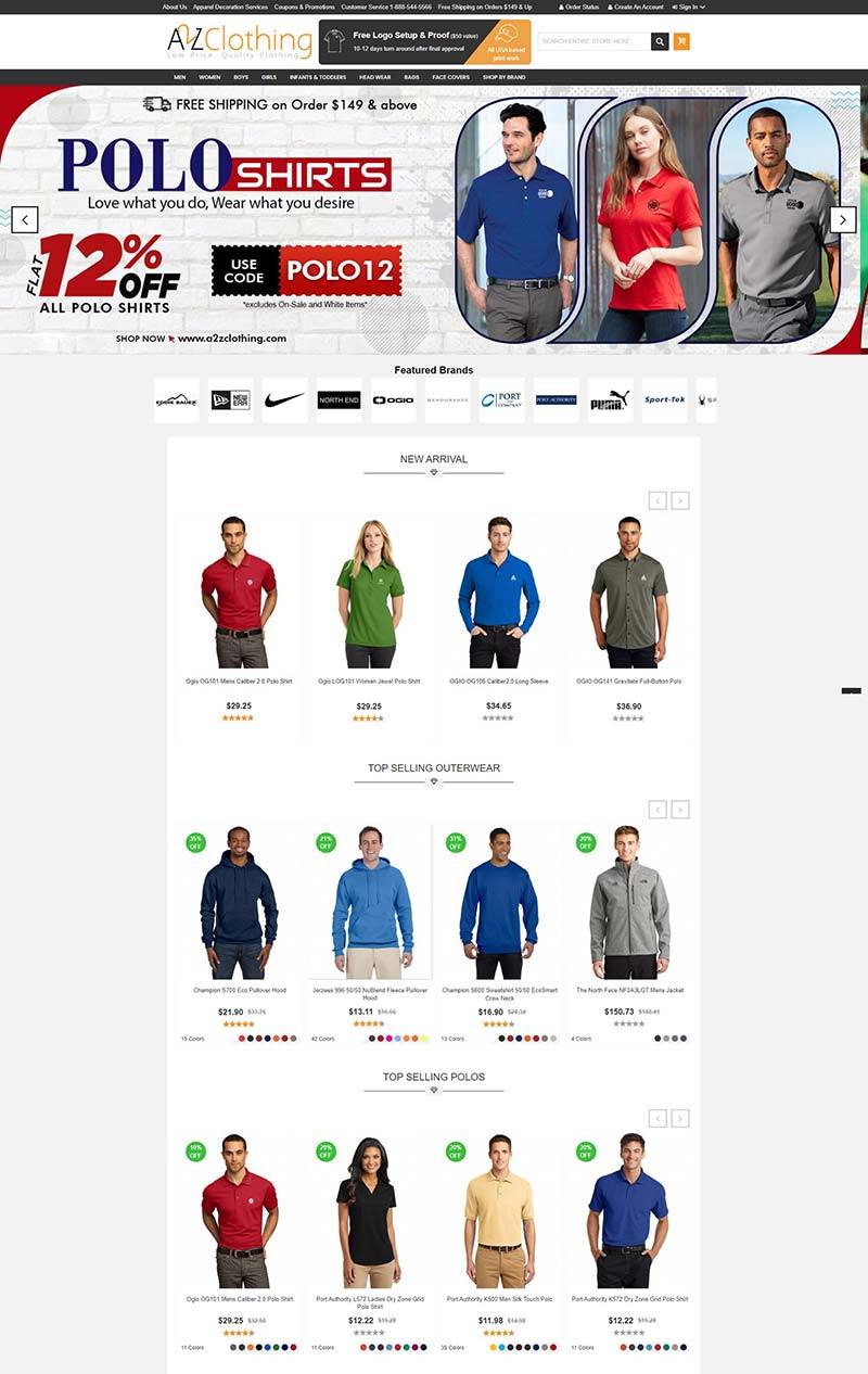 A2ZClothing 美国休闲服装零售网站