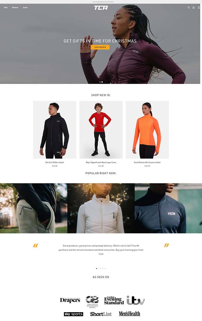 TCA 英国运动服饰品牌购物网站