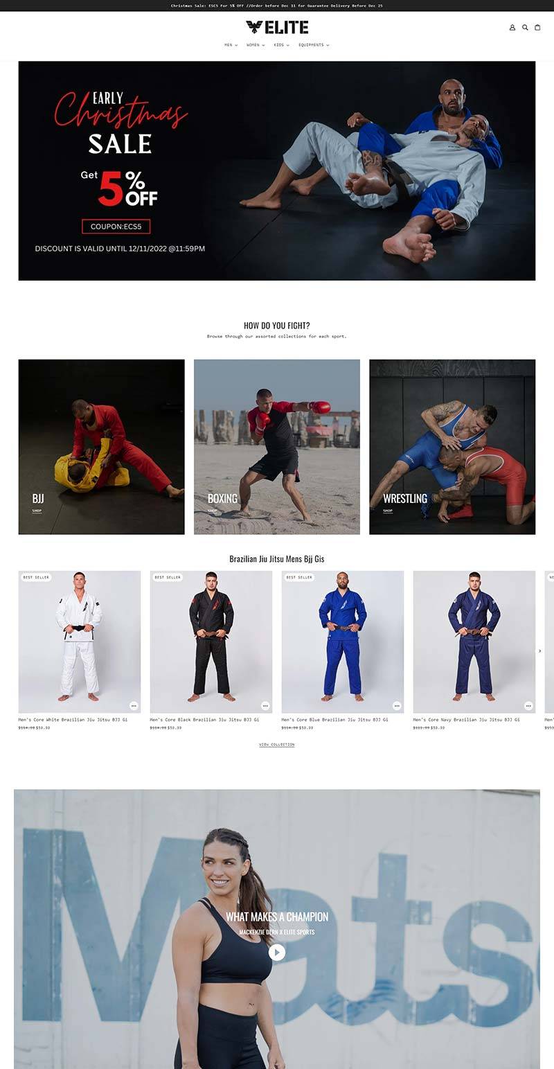 Elite Sports 美国拳击武术运动服购物网站