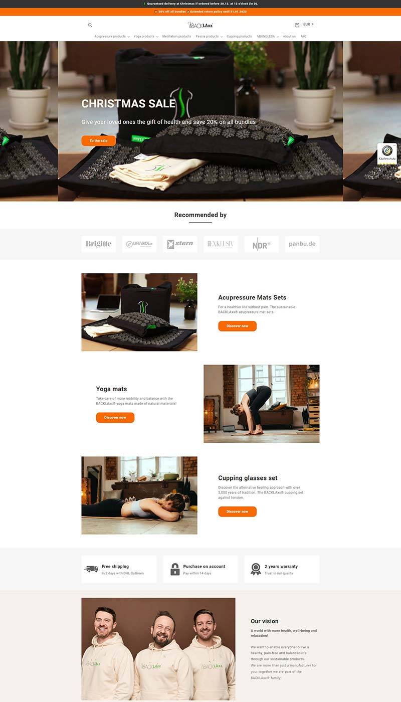 Backlaxx 英国专业按摩瑜伽垫购物网站