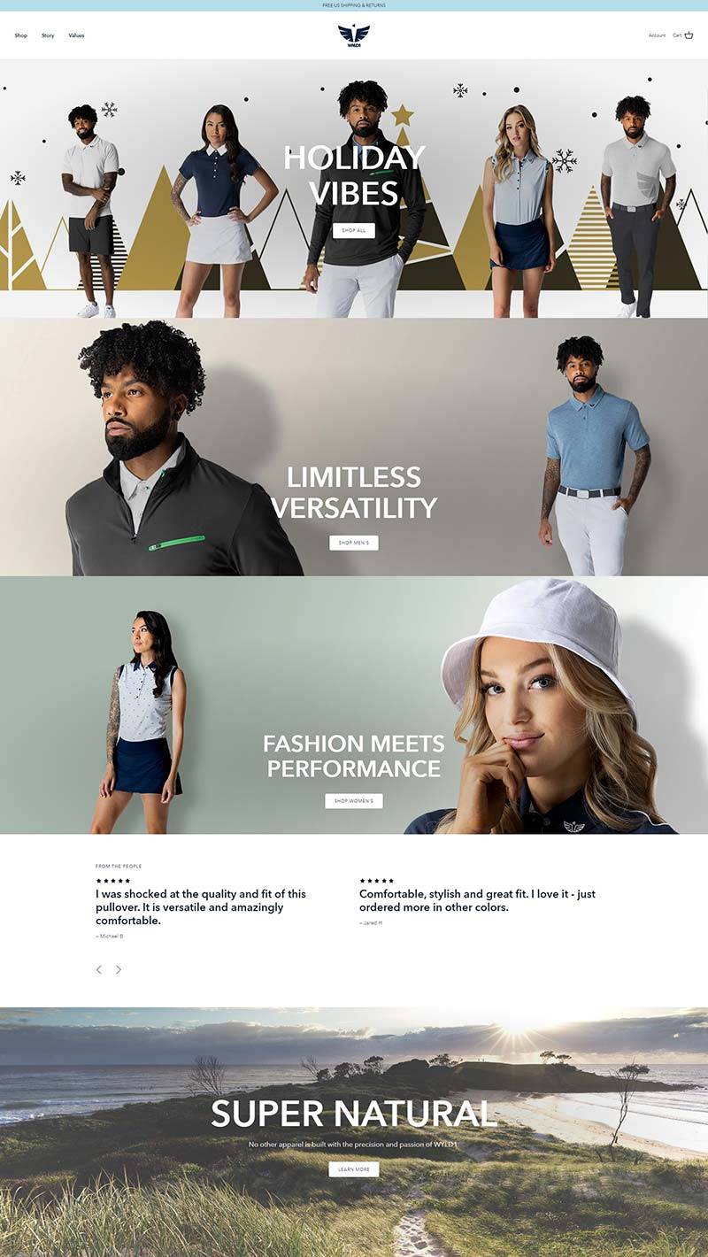 WYLD1 美国时尚高性能运动服购物网站