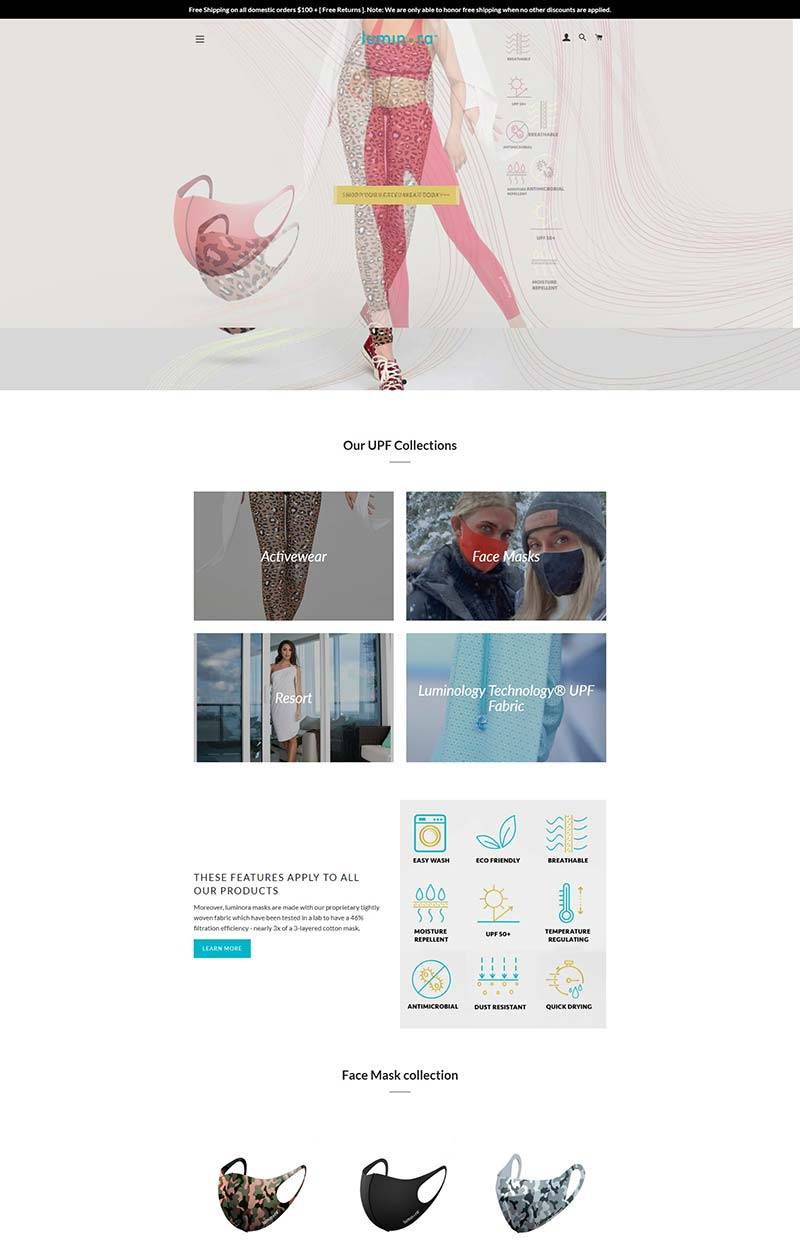 Luminora 美国防晒服品牌购物网站