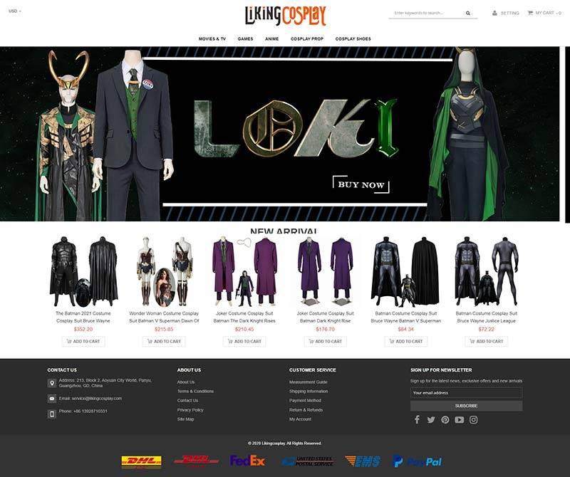 Likingcosplay 美国Cosplay服饰产品购物网站