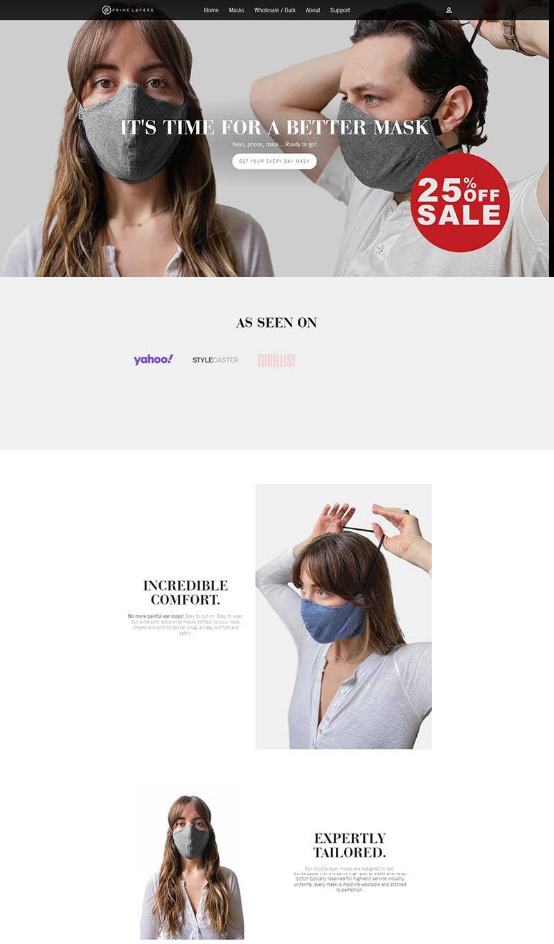 Prime Layers 美国生活口罩面罩购物网站