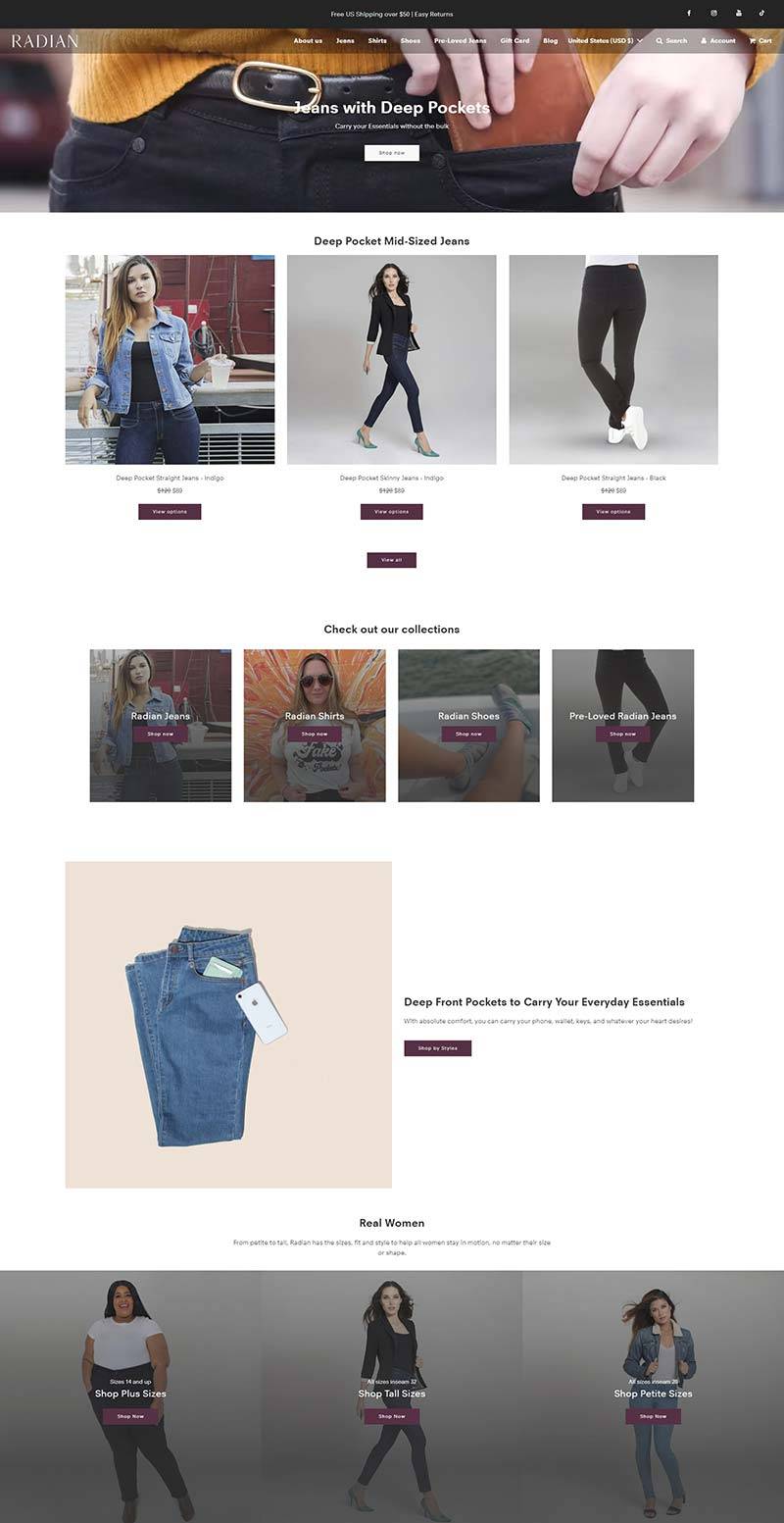Radian Jeans 美国女性牛仔裤品牌购物网站