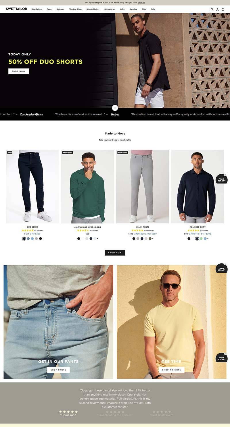 Swet Tailor 美国男士运动休闲服品牌购物网站