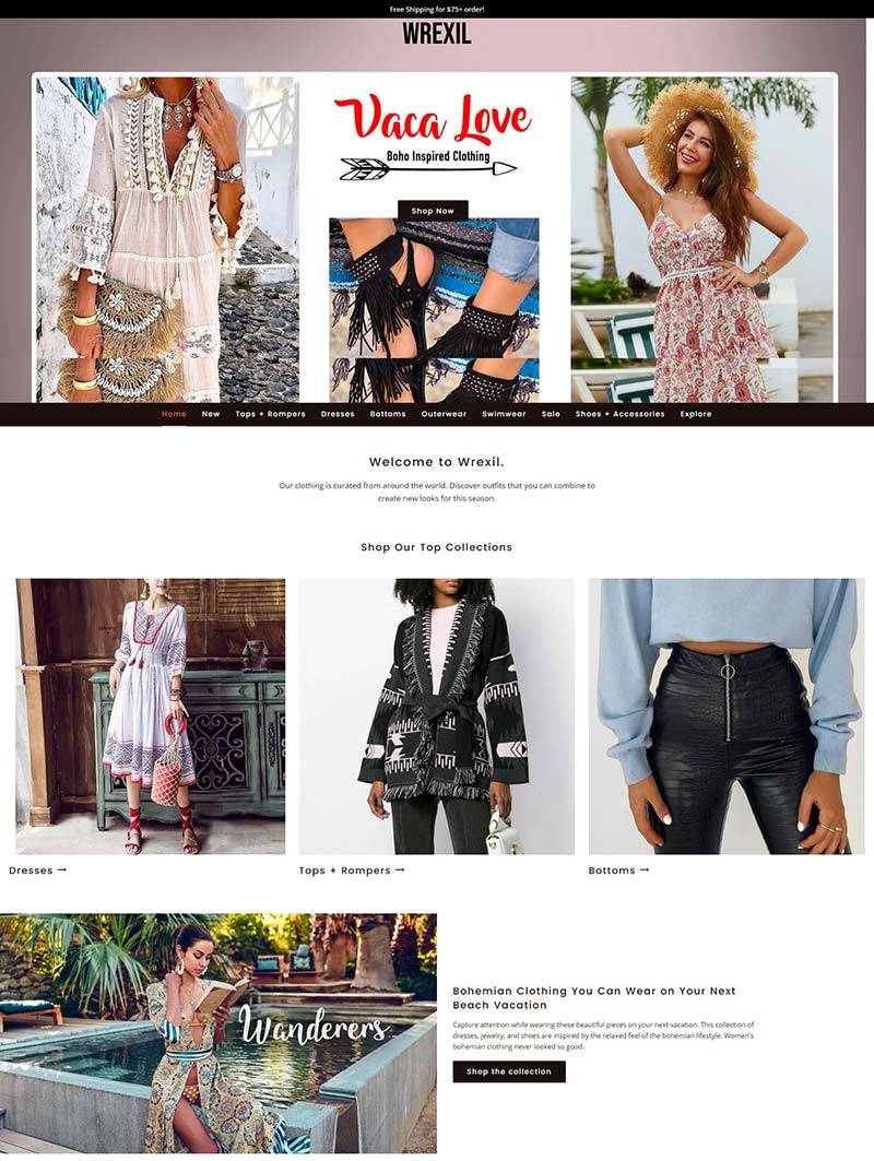 Wrexil 美国波西米亚风格女装购物网站