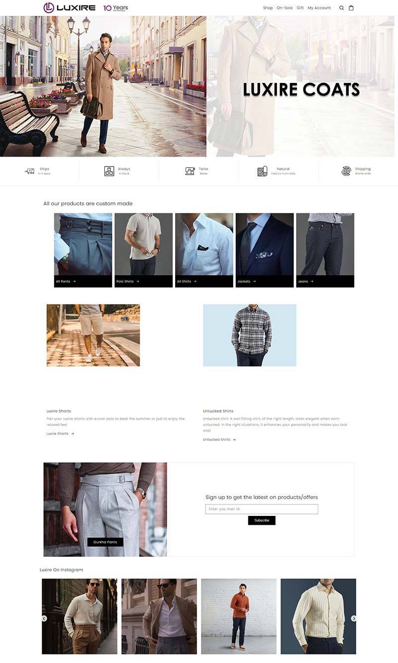 Luxire 美国男士服装定制购物网站