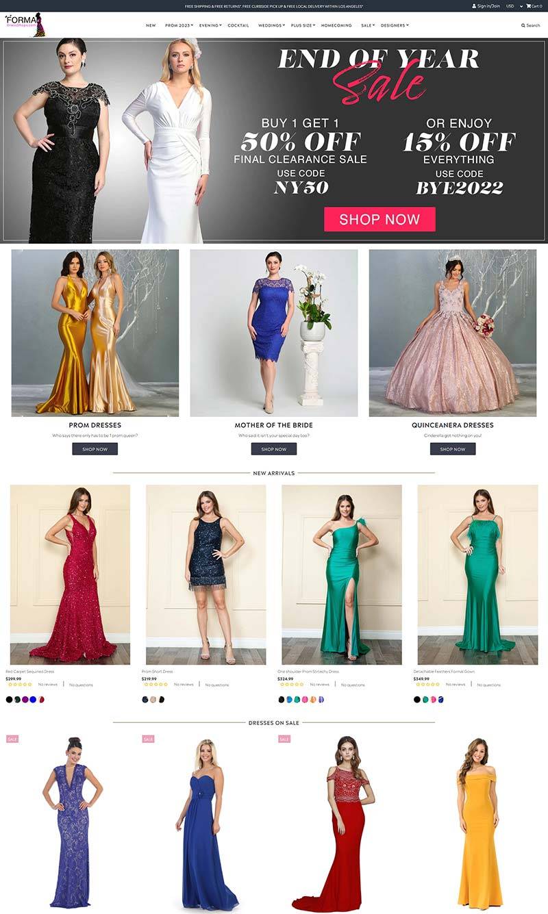 Formal Dress Shops 美国女式正装礼服购物网站