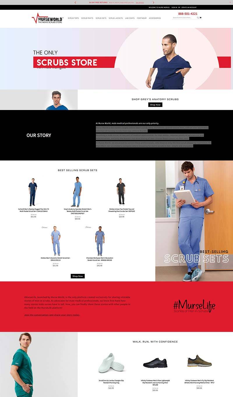 Murse World 美国男性医疗磨砂服购物网站