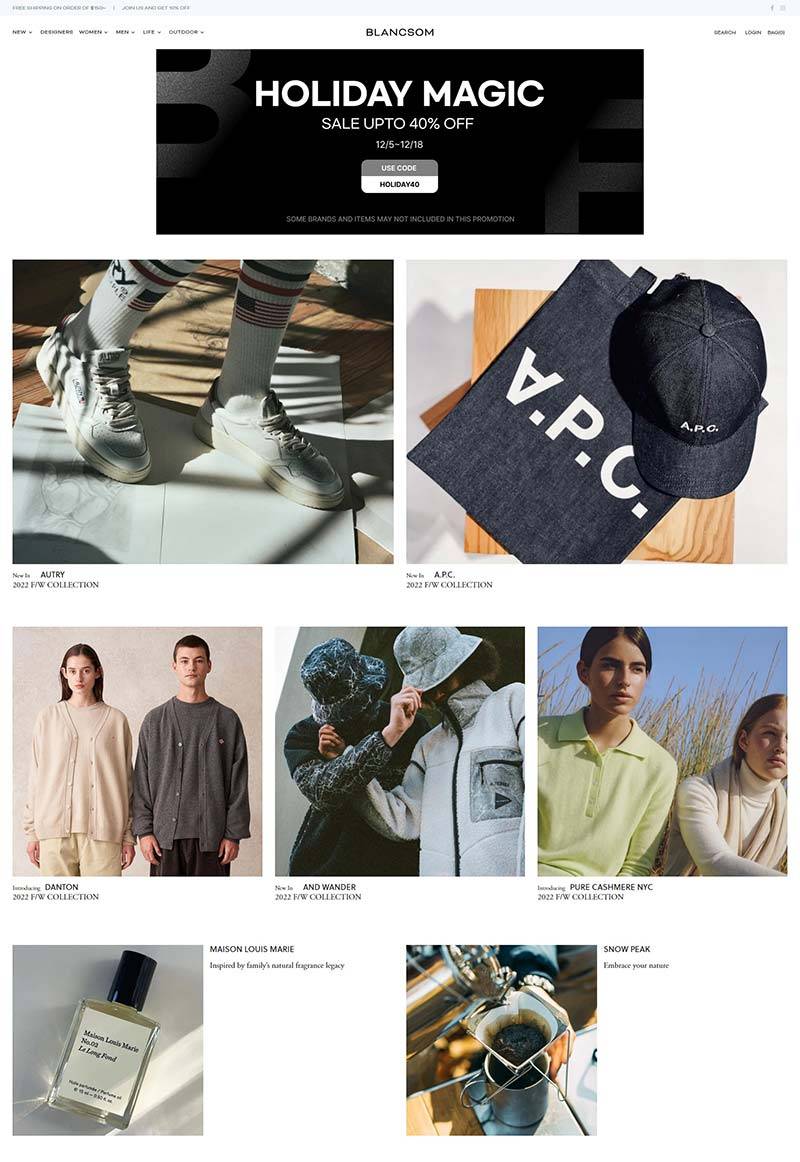 Blancsom 美国设计师服装配饰品牌购物网站